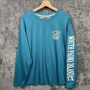 Spicy Tuna Men's XL Blue Graphic South Padre Island TX Long Sleeve Fishing Shirt